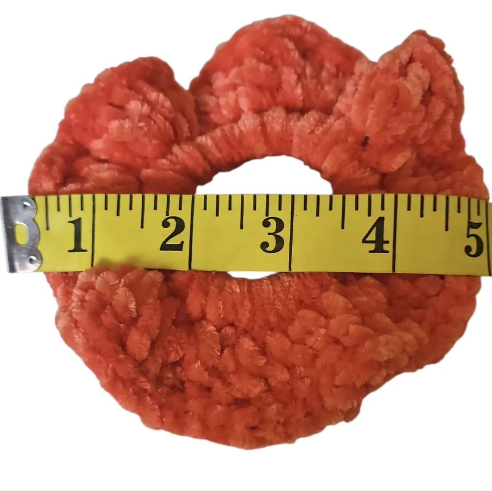 Handmade Tie Coral Concerto Crochet Scrunchie Ballerina Hair Accessory Chenille